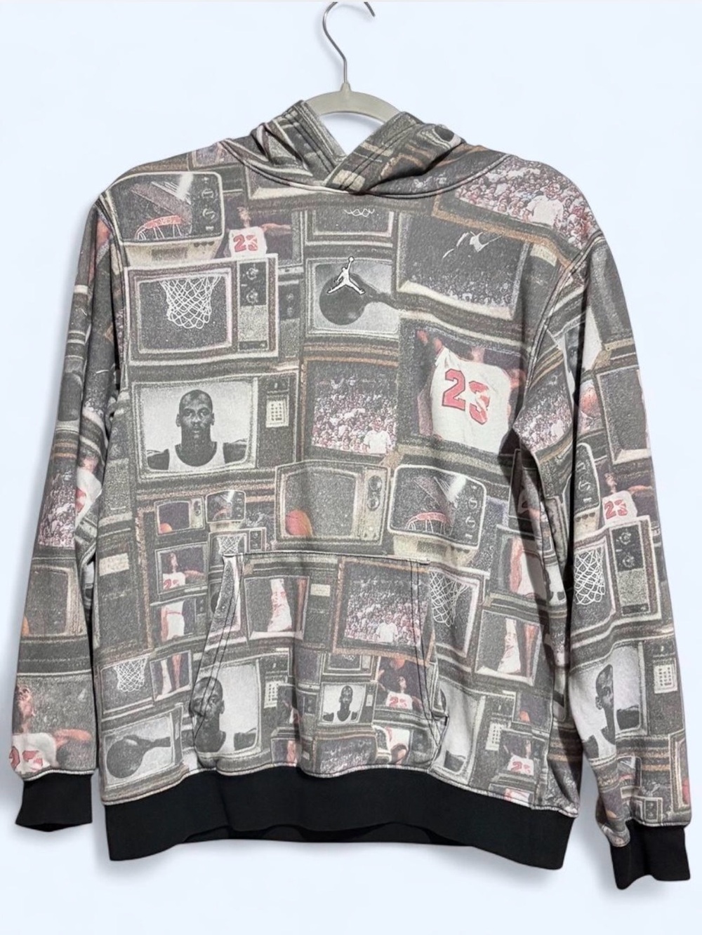 Jordan Graphic Print Gray Hoodie Sweatshirt - kids